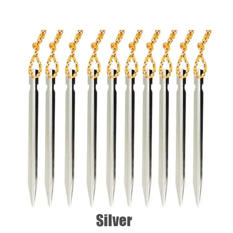 10-Pack Aluminum Alloy Heavy Duty Tent Stakes - Ultralight Camping & Outdoor Ground Pegs
