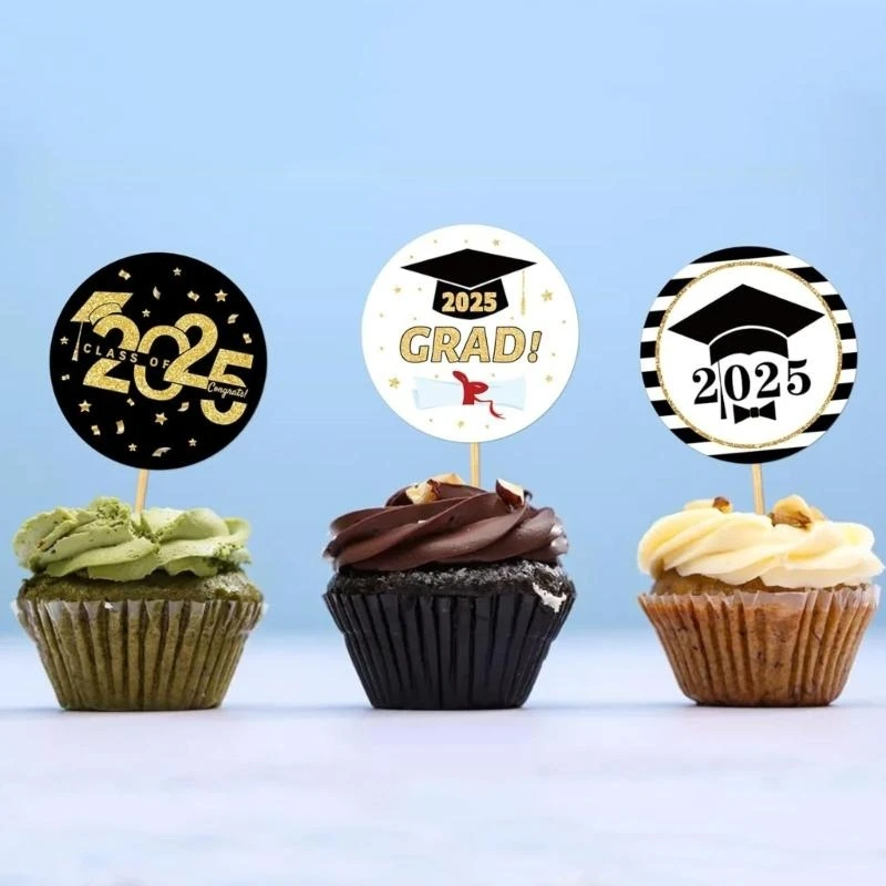 6Pcs Graduations Caps Adhesive Sticker Use On Gift Album and More Long Colorful