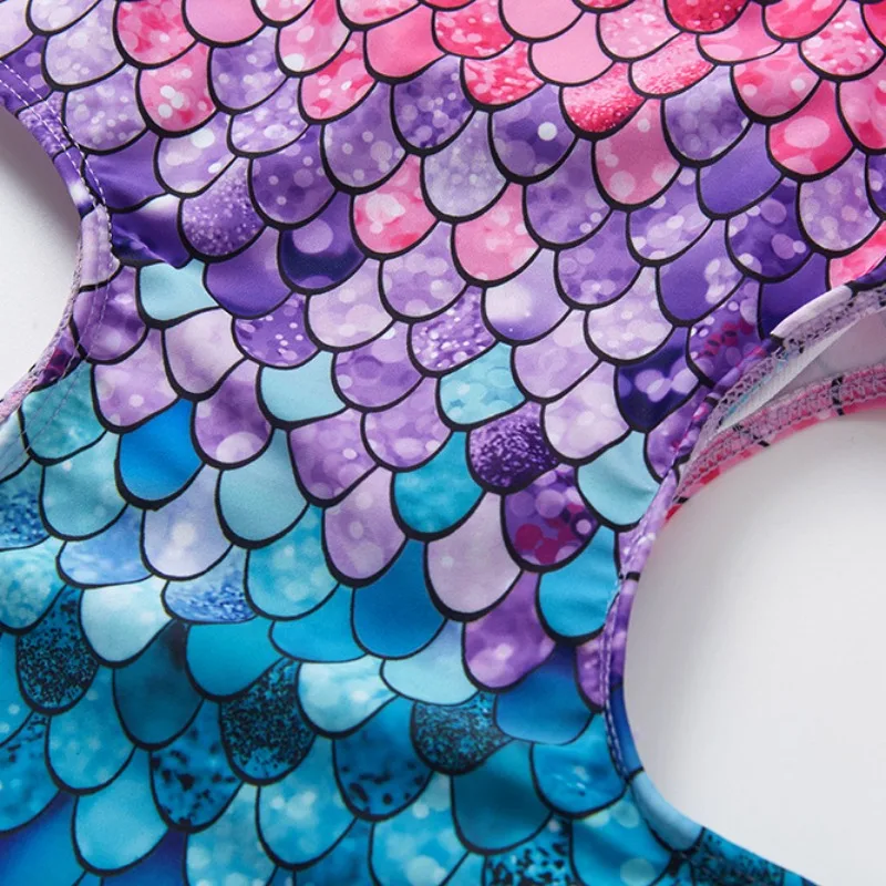 Summer 3-12 Years Old Children's Swimsuit Gradient Fish Scale Girls Swimsuit Integrated Children's