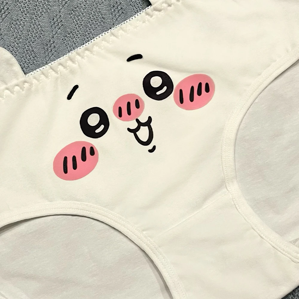 3Pcs 애니메이션 Chiikawa 소녀용 팬티 Usagi Mid Waist Intimates Underpants Hachiware 소녀용 통기성 항균 삼각형 바지