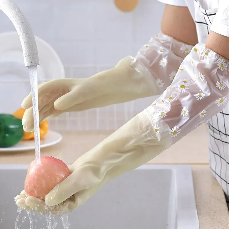 Waterproof Housework Cleaning Gloves Kitchen Cleaning Latex Household Dishwashing Laundry Gloves Wear Resistant Rubber