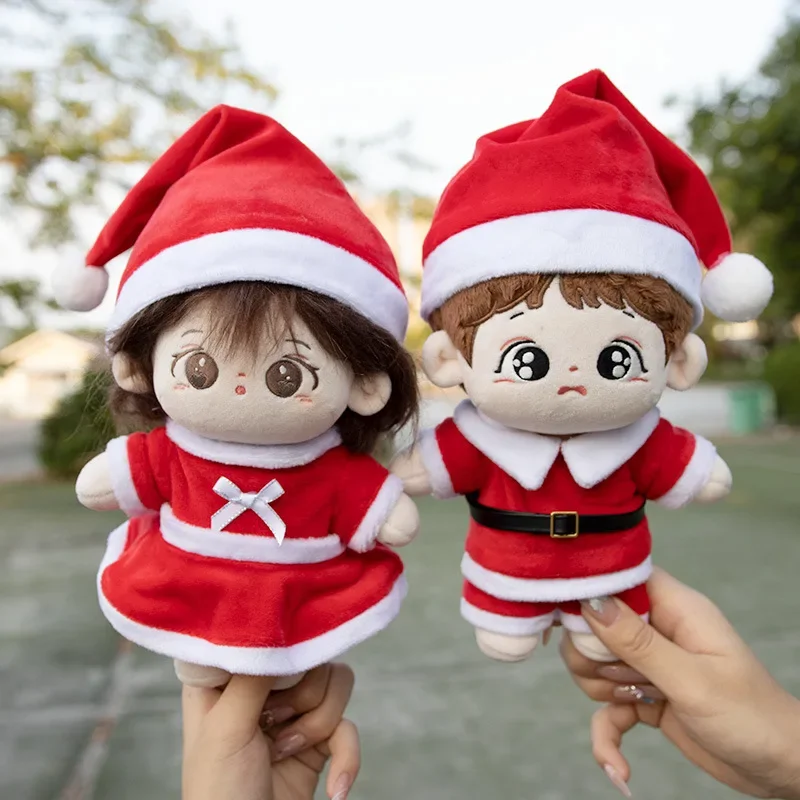 

Christmas Clothes 10/15/20cm Cotton Doll Kawaii Christmas Hat Three Piece Set Clothes for Super Star Dolls Toys Collection Gift