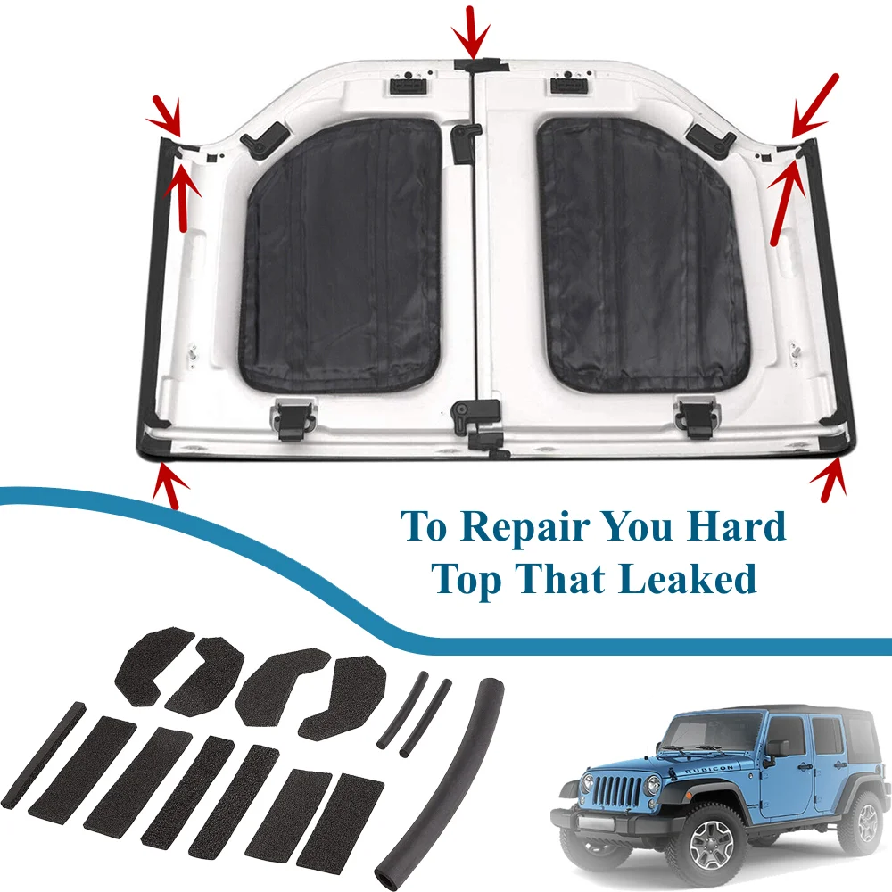Kit de joint de réparation de haut dur pour Jeep Wrangler JK, mousse de haut dur de voiture, kit de joint de championnat, accessoires de moulures intérieures, 2007-2017, 17 pièces