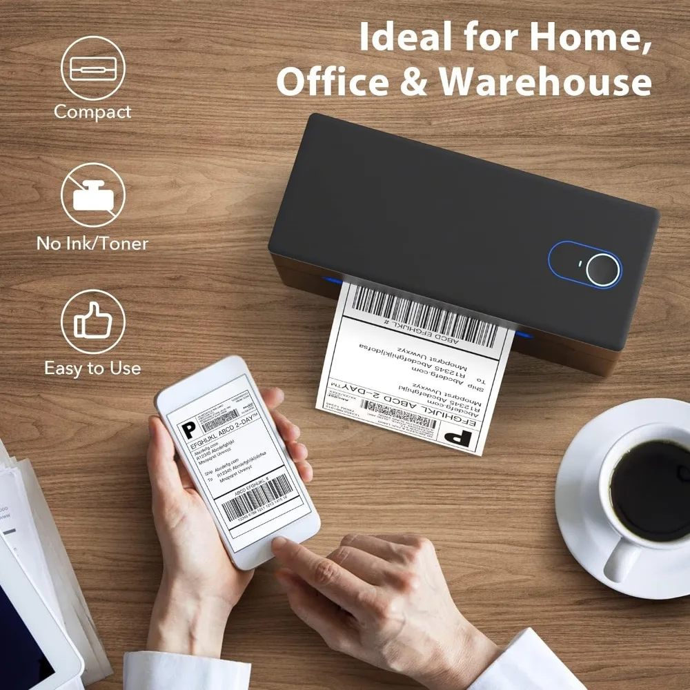 Bluetooth Thermal Shipping Label Printer, Wireless 4x6 Shipping Label Printer for Packages, Support Android,