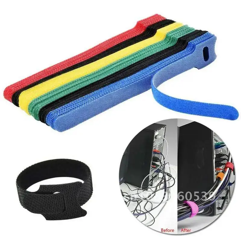 

Reusable Nylon Cable Cord Strap Hook Loop Ties 50X Self-Adhesive Tool 50Pcs 1.2X15CM Black TSLM1