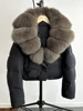 2024 New Winter Big Natural Fox Fur Fluffy Puffer Coat Women Button Warm 90White Duck Feather Down Short Jacket Waterproof Parka 4