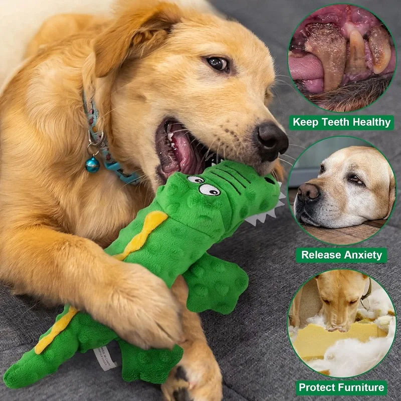 Plush Dog Toys Crocodile Squeaky Pet Toys For Small Medium Large