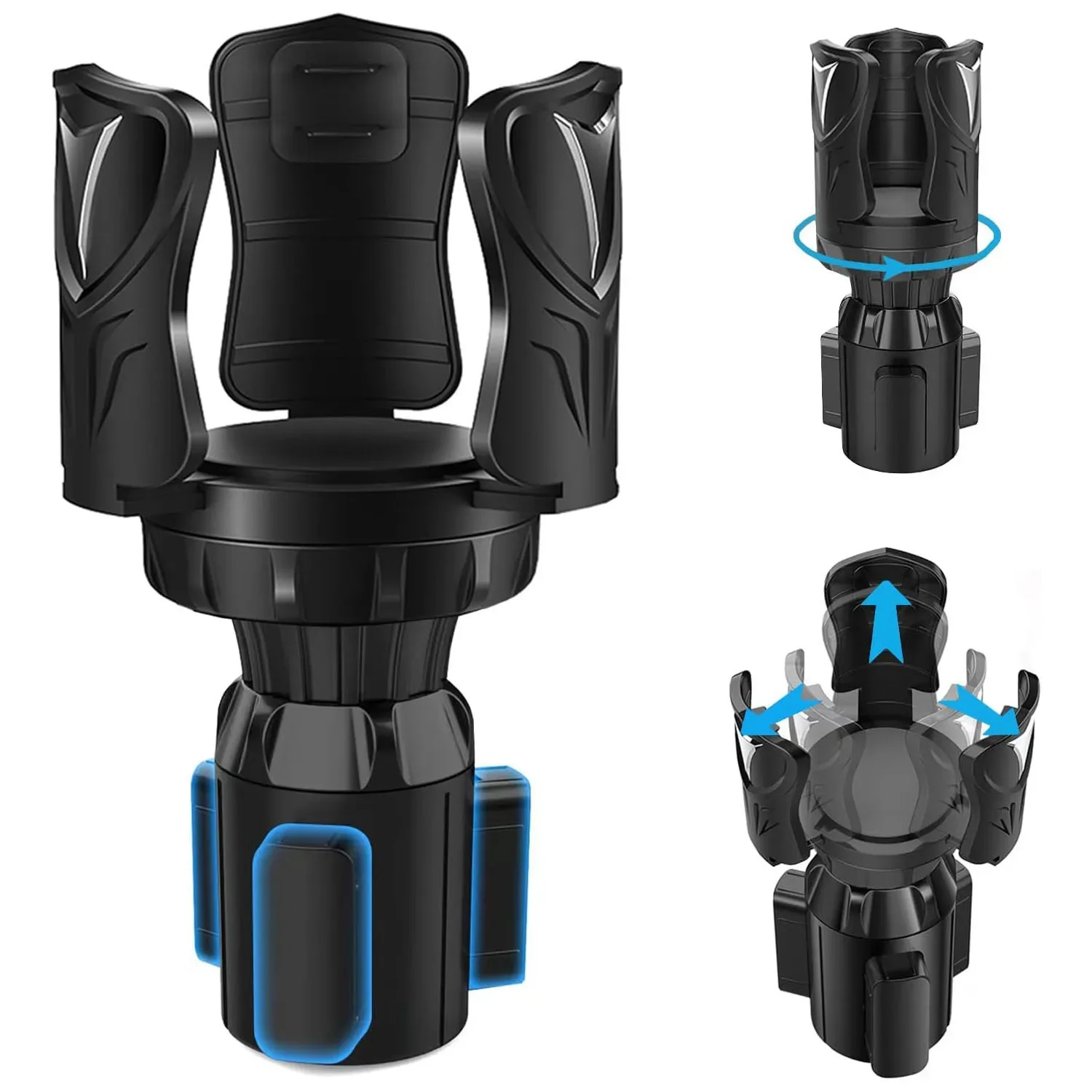 Car Cup Holder Expander Adapter with Adjustable Arm and Base with Rubber Universal Fits Most 12/32/46oz Large Drink Bottles