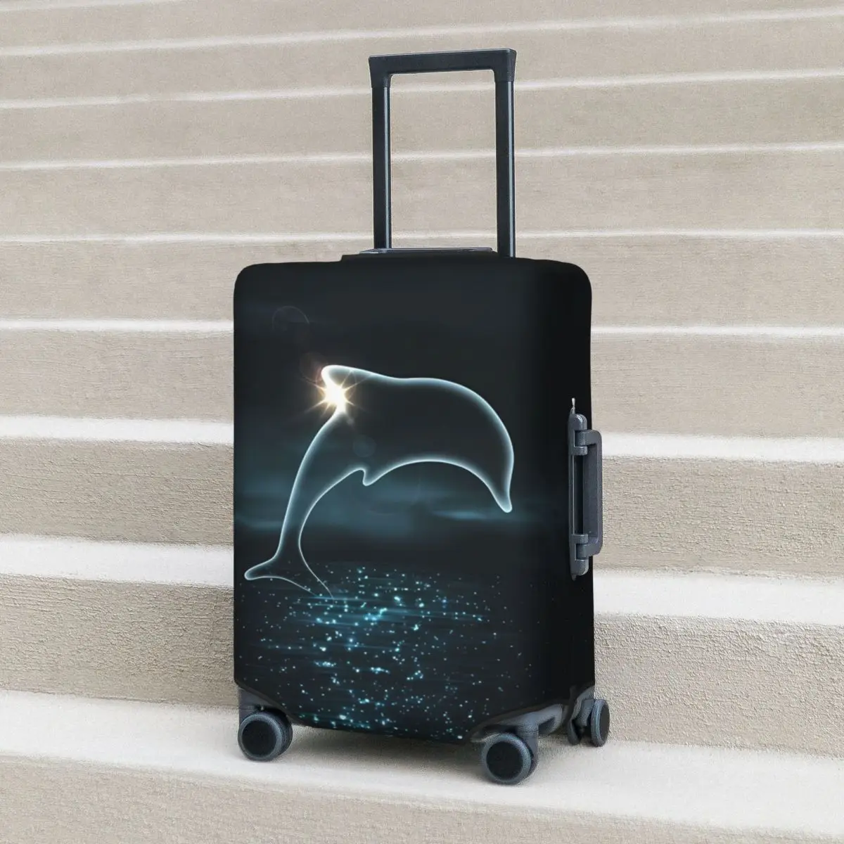 

Dolphin Silhouette Suitcase Cover Marine Animal Cute Business Holiday Practical Luggage Supplies Protection