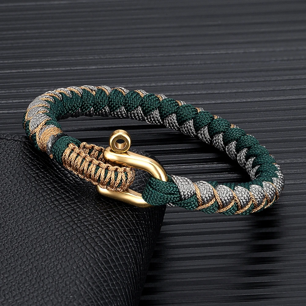 U shape Brass Shackle Buckle Survival Bracelet Handmade Outdoor Camping Rescue Emergency Rope Bracelet - Image 4