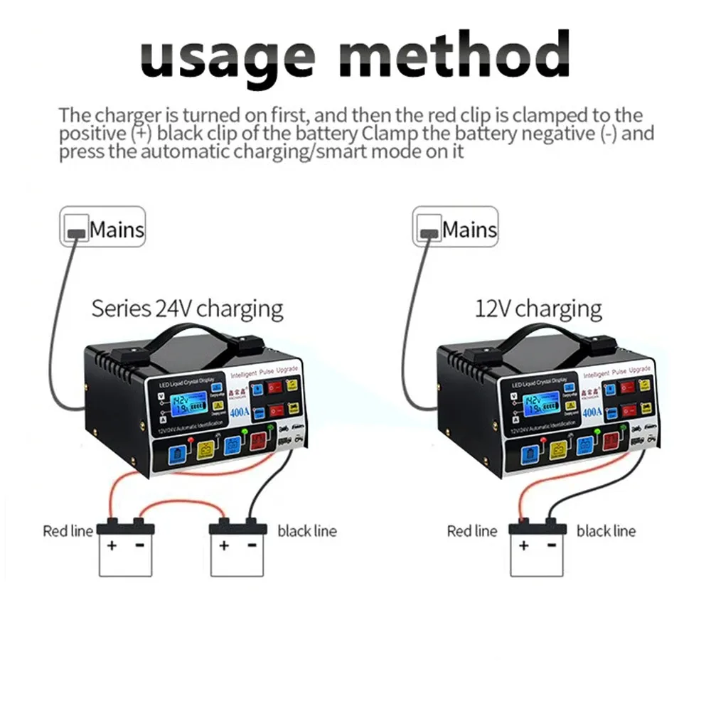 Battery Tender Plus Automatic Car Battery Charger 12V/24V 220W EU Plug Pulse Repair Intelligent LCD Display battery charger