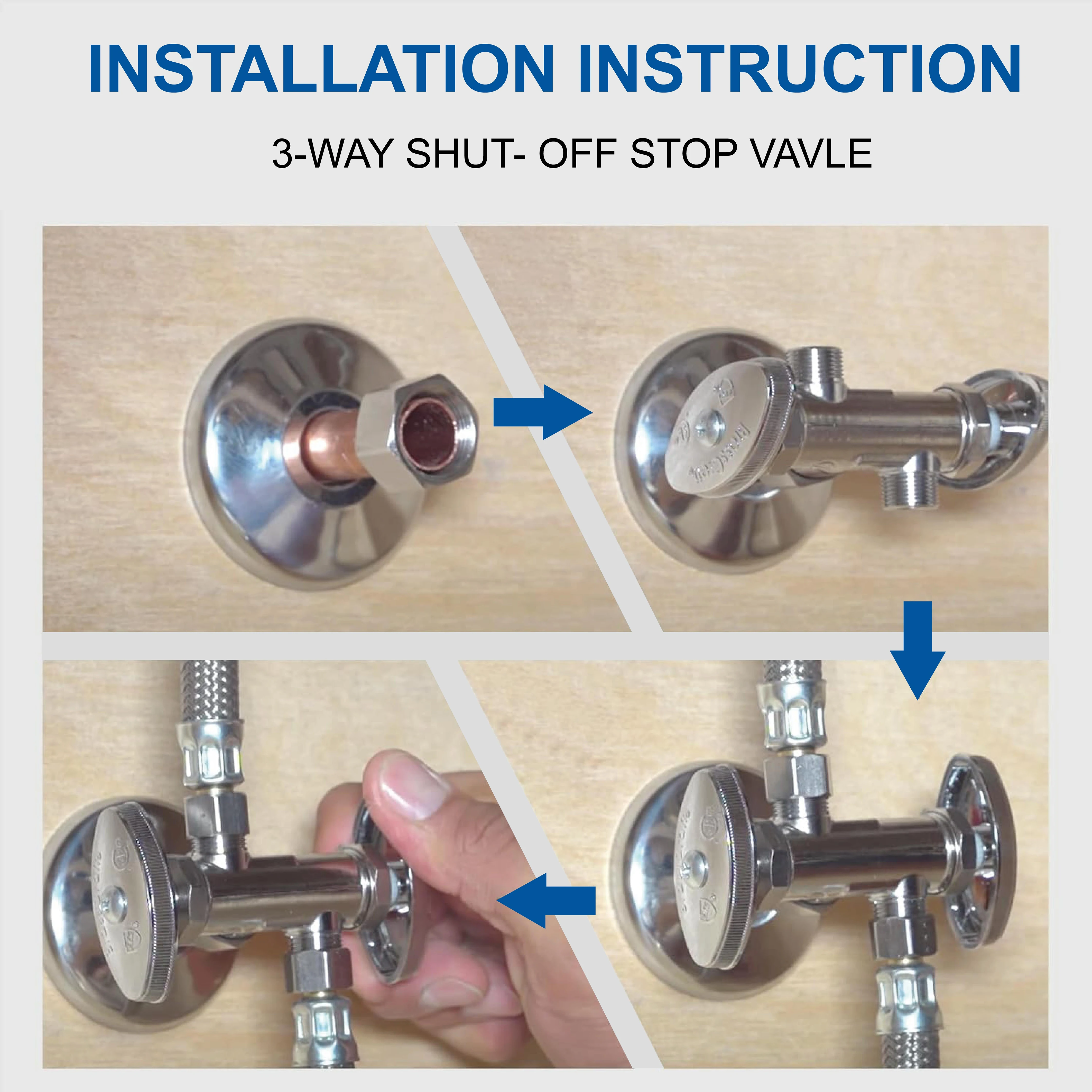KING SMART 3/8" OD * 5/8" OD * 3/8" 1/4 Turn Dual Handle Stop Valve; 2Pcs/Case; 80407