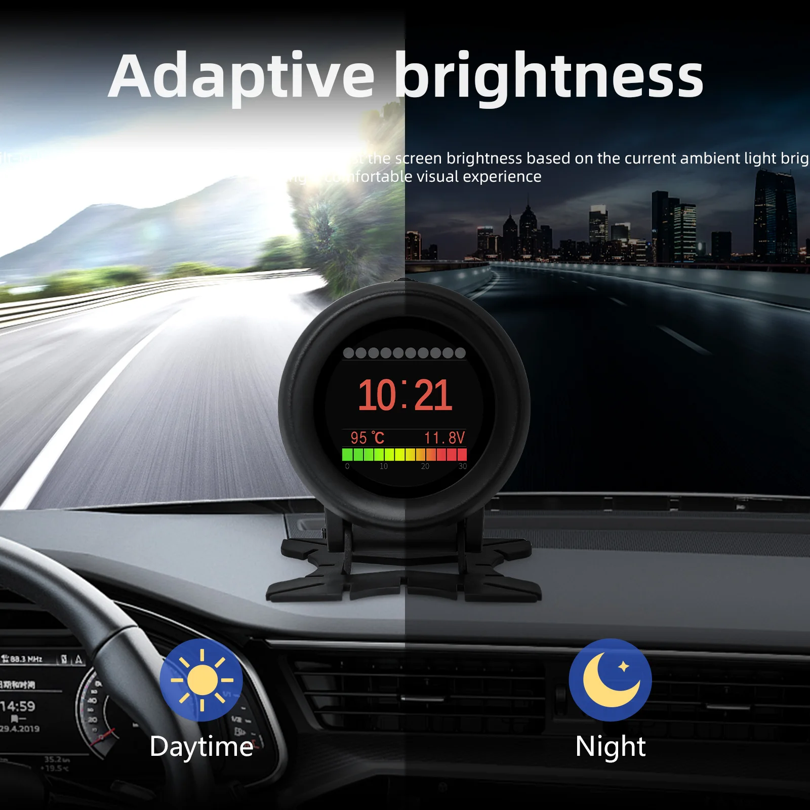 Car HUD OBD Display – Shows Speed, Temp, Voltage, Fuel | Plug & Play, Scans/ Clears Fault Codes
