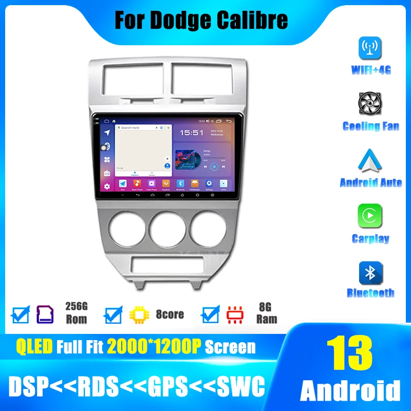 

Android 13 10" For Dodge Calibre 2007 - 2010 Carplay Car Radio Multimedia Video Player WiFi Bluetooth GPS Head Unit Wireless