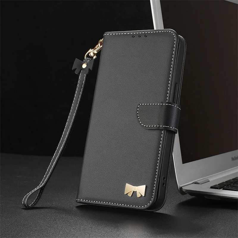 Leather Flip Wallet Case with Stand - Protective Cover