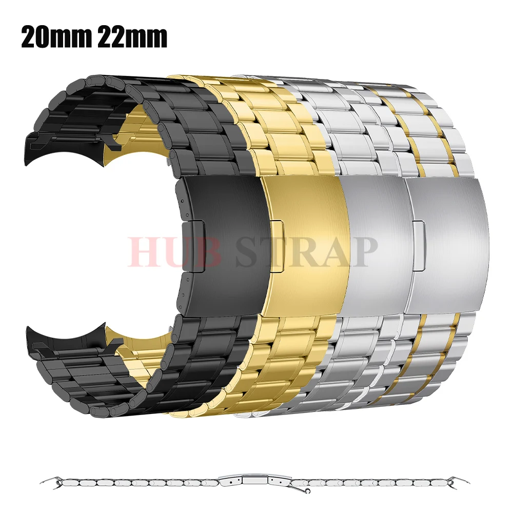 High-Quality Solid Stainless Steel Curved End Watch Strap with Tool