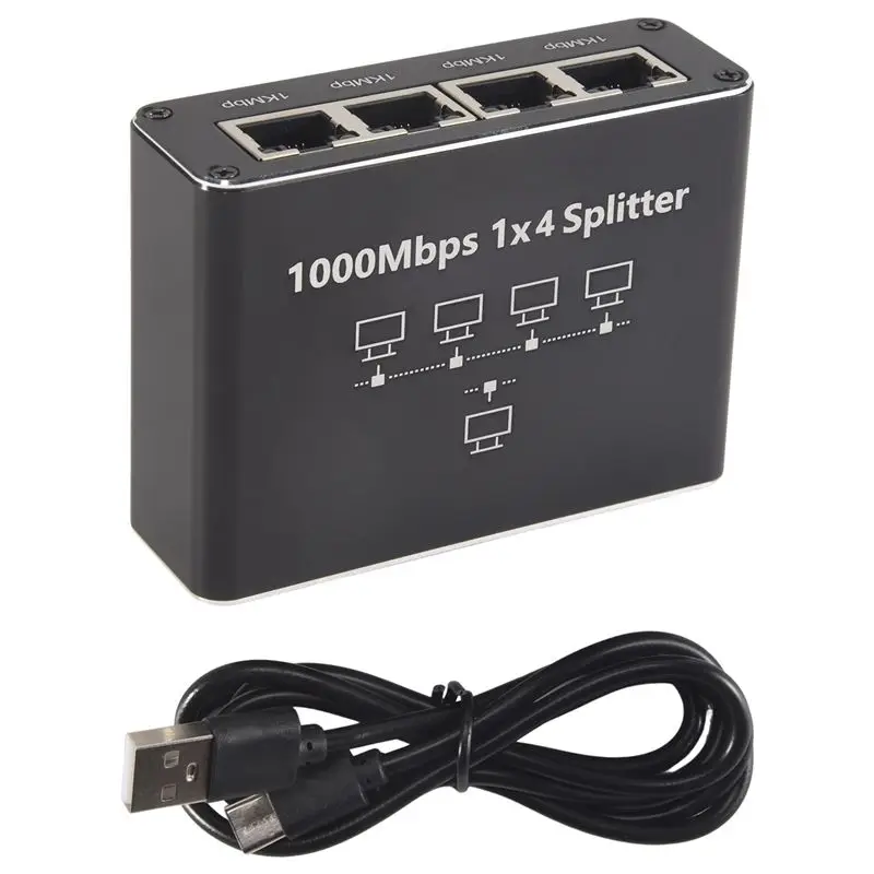 핫세일 5포트 기가비트 이더넷 스위치 (USB 전원 케이블 포함), 1000Mbps 이더넷 분배기 1입력 4출력, Cat 5/5E/6/7/8 호환