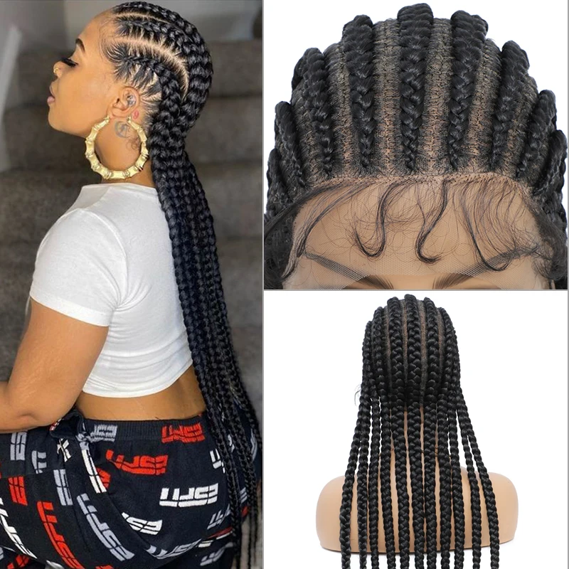 

Synthetic Box Braideds Full Lace Wigs Knotless Cornrow Lace Front Box Braids Wig with Baby Hair Braid Lace Frontal Wig for Women