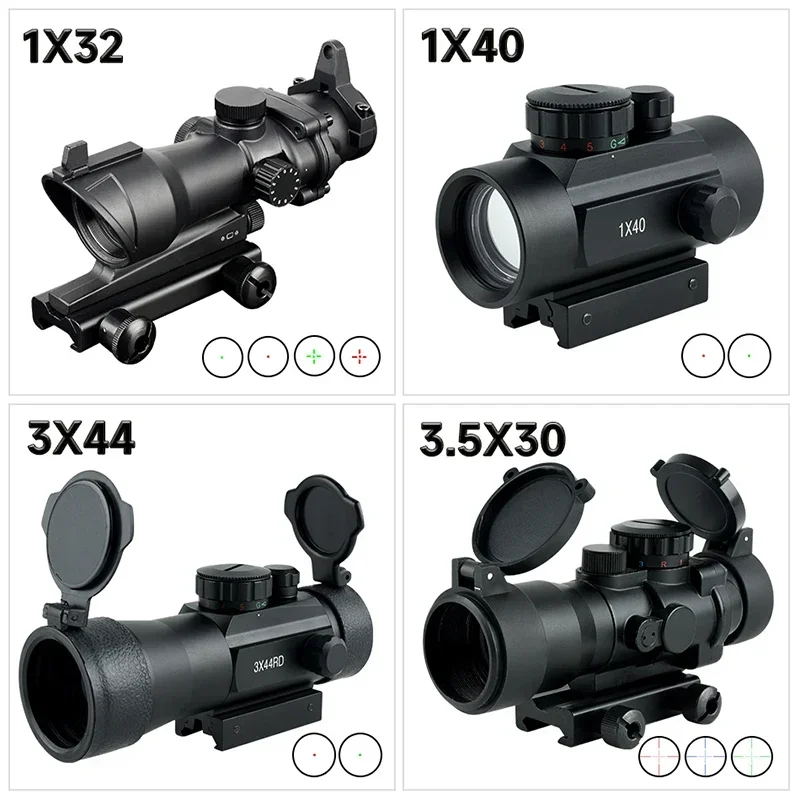 

3X44/3.5X30/1X30/1X40 Optic Sight Red/Green Dot Sight Reflex Hunting Scopes 11/20mm Rail Rifle Scope for Hunting accessory