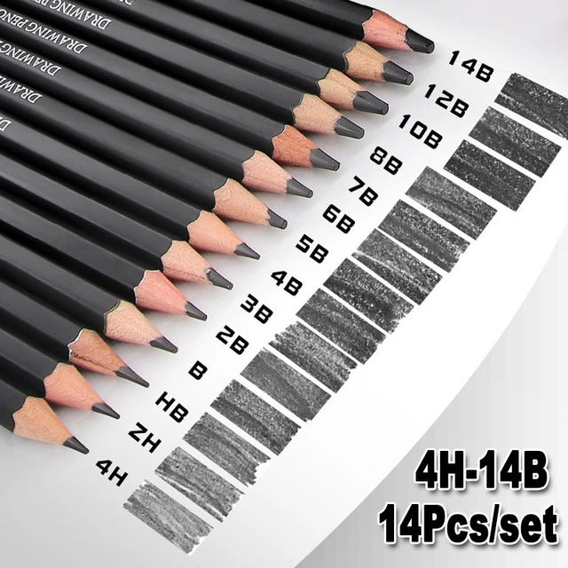 Drawing Pencils 14pcs/set 12B, 10B, 8B, 7B, 6B, 5B, 4B, 3B, 2B, B, HB, 2H,  4H, 6H Graphite Sketching Pencils Professional Sketch Pencils Set for  Drawing 