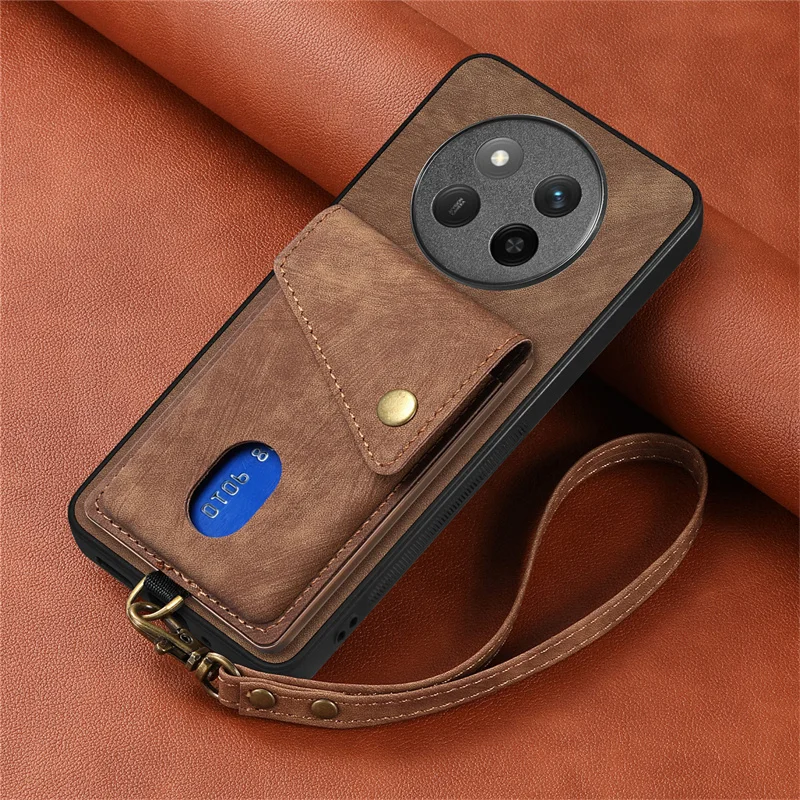 Luxury Leather Lanyard Magnetic Wallet Phone Case with Stand and Card Slot