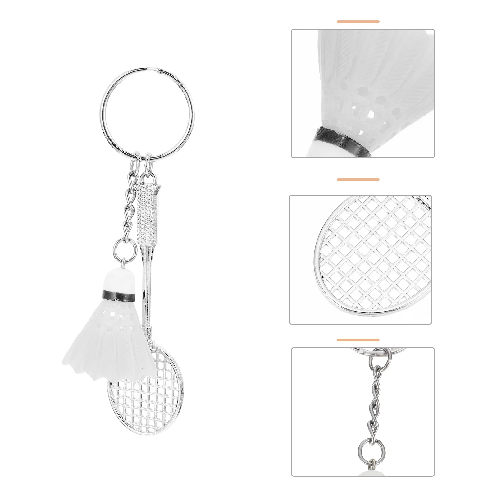 2 Pcs Key Chain Badminton Keychain Racket Chains Tennis Sports Souvenirs Car Hanging Decor White Ball Ring Pendant Accessories