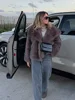 Brown Big Lapel Faux Fur Fury Women's Coats Fluffy Long Sleeved Thick Warm Fury Jackets 2024 Winter Lady Casual Street Outwear 5