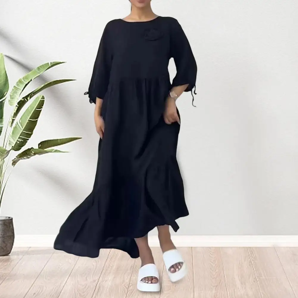 

Midi Dress with Simple Design Stylish Women's Maxi Midi Dresses for Casual Daily Wear A-line Summer Dress Loose Fit Short Sleeve