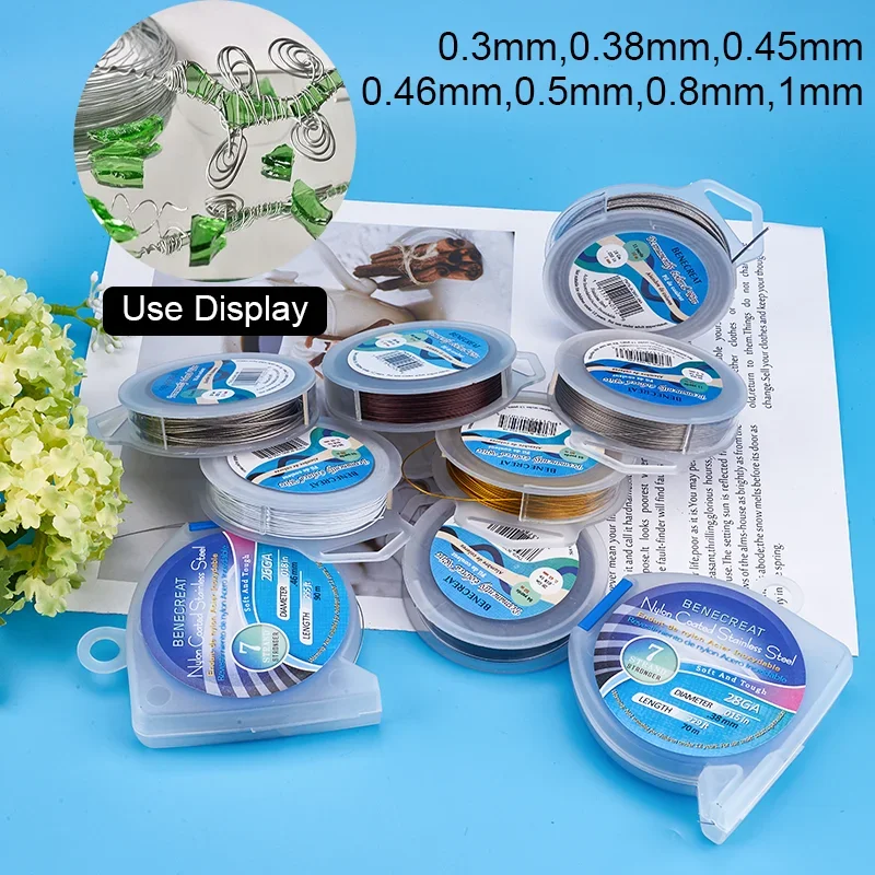 1 Roll Stainless Steel Tiger Tail Beading Wire 7/19/49 Strand Bead Stringing Wire for DIY Earring Jewelry Crafts Making