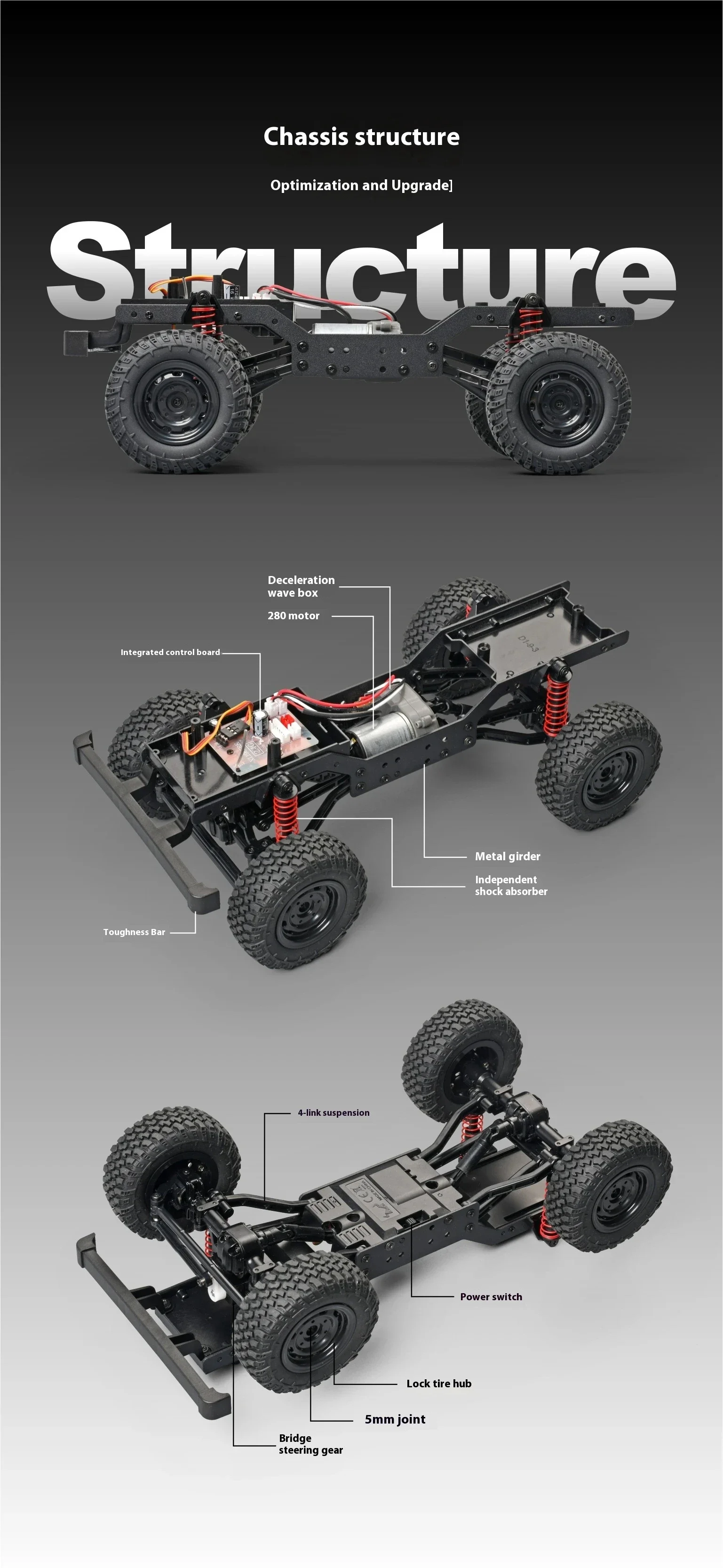 2024 NEW MN99S MN98 1/12 2nd Generation Upgraded Version 2.4G Full Proportion 4WD Climbing Car Chassis Remote Control Truck Toys 5
