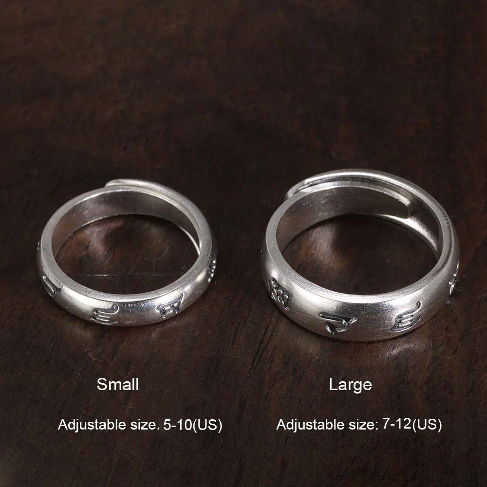 Genuine Sterling Silver 999 Hammer Pattern Men's and Women's Rings