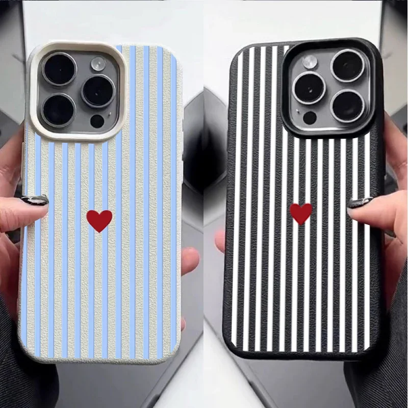 Vibrant Striped Heart Design Phone Case Cover