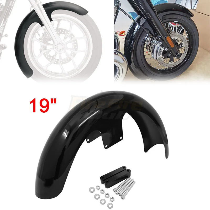 Motorcycle Bright Black 19" Wrap Front Fender For Harley Touring