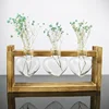 Wooden Frame Glass Vase Hydroponic Plant Vase Vintage Flower Pot Table Desktop Bonsai  Heart Shape Home Decoration Wedding Vase 5