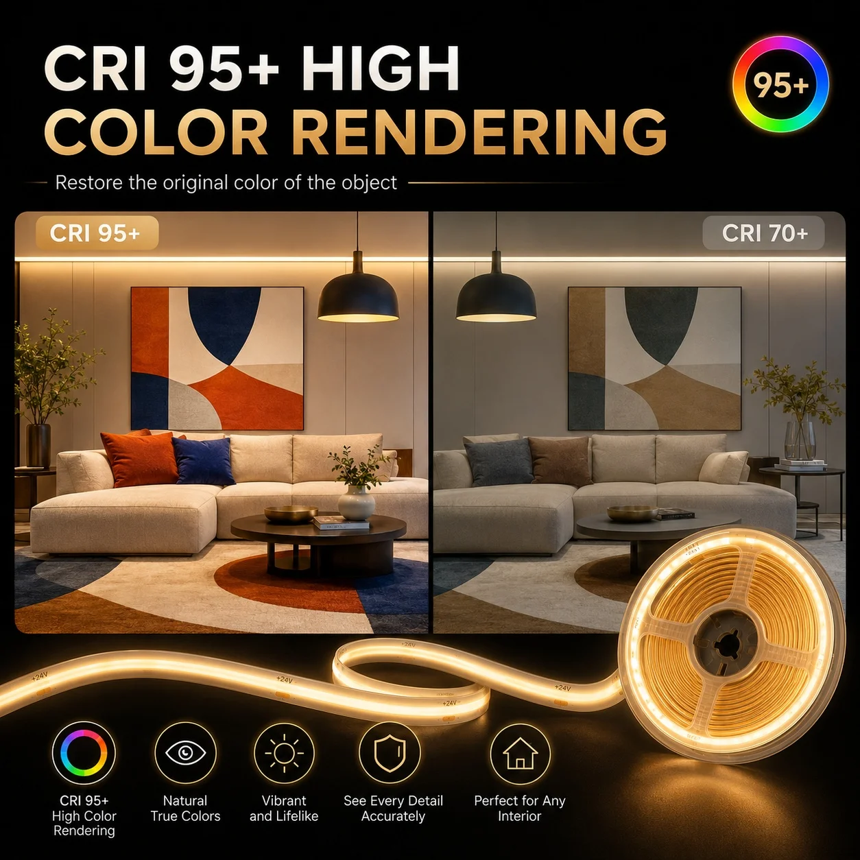LED COB 라이트 스트립 터치 디머 플렉시블 다이오드 테이프 5V USB 리니어 실내 조명 램프 룸 DIY TV 거울 백라이트 벽 장식