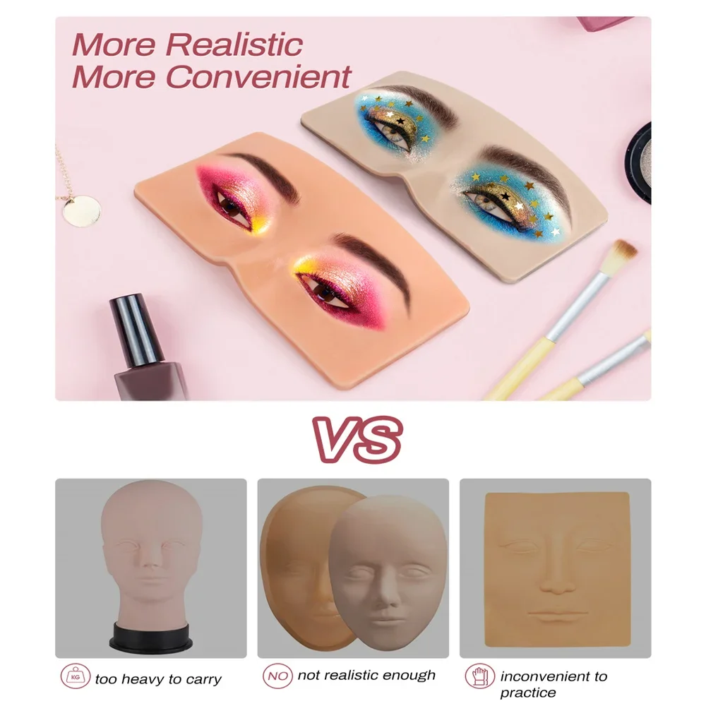 Reusable 5D Cosmetic Makeup Practice Mask Board Pad Skin Eye Face Solution Makeup Mannequin Silicone for Training Supplies makeup tools eye makeup tools