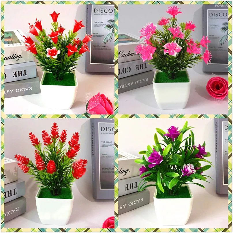 Artificial Plants Bonsai Small Flowers Pot