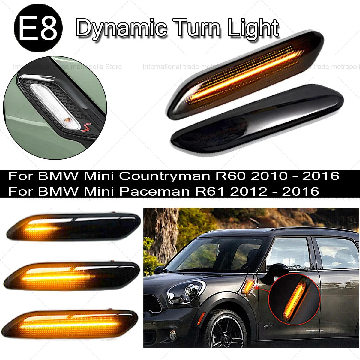 

Для BMW MINI COOPER R60 R61 COUNTRYMAN PACEMAN динамический прокрутка Мигающий Светодиодный Боковой габаритный индикатор лампа указателя поворота освещение крыла