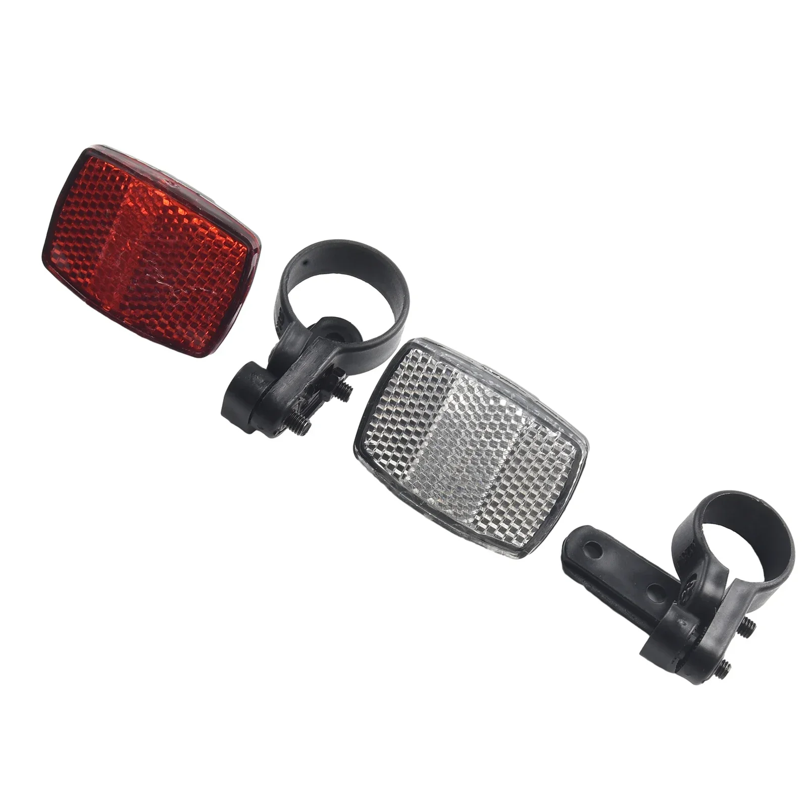 2 Pack Front & Rear Bike Bicycle Reflector Set Red & White Mounting Bracket bike accessories
