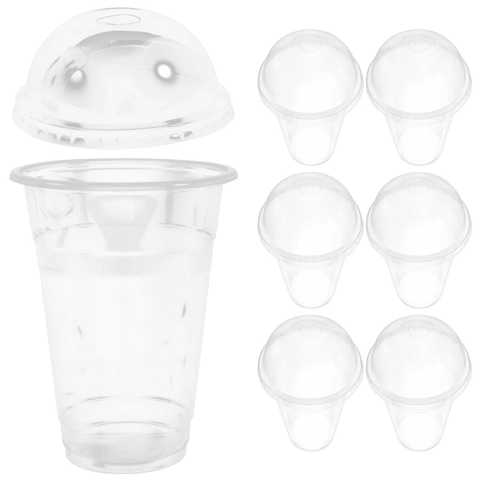 

50 Sets of Cold Drinks Cups Disposable Plastic Cups Juice Cups Milk Tea Cups Clear Cups with Lids