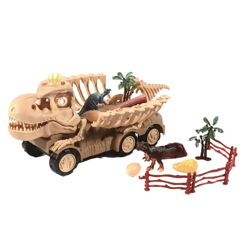 

Dinosaur Truck Toy Cartoon Transport Truck for Children Colorful Truck Set with Sound & Light Cute Toy Truck for Enhances Fine