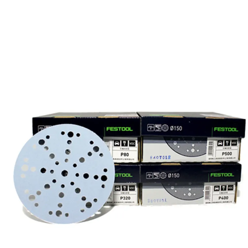 오리지널 독일 FESTOOL 연청 가넷 드라이 사포, 6 48 홀 원형 연마 자동차 목수 80Gri-500 메쉬, 10 개
