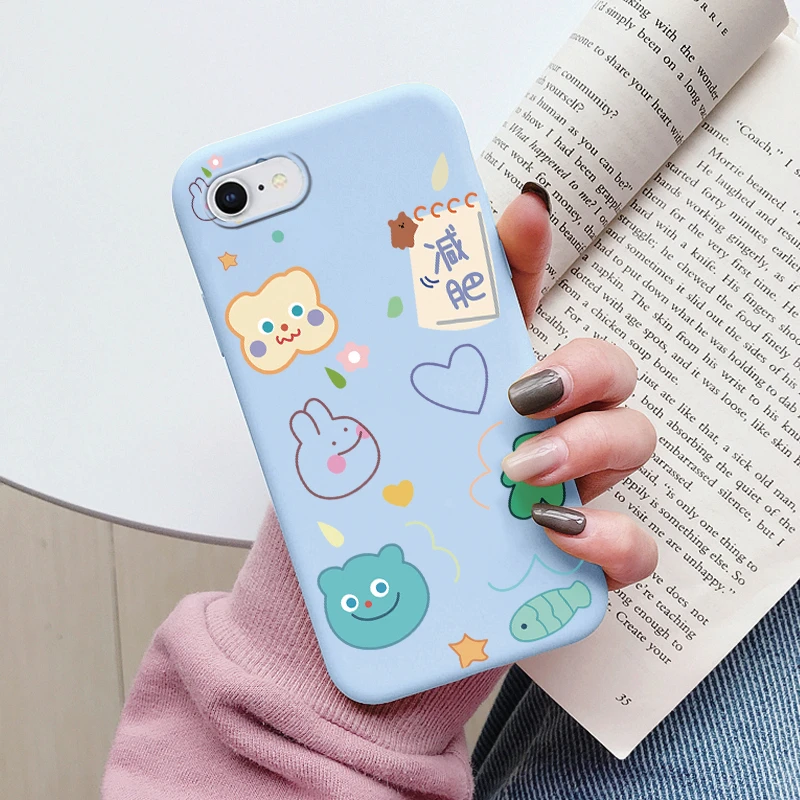 thumbnail image 1 of Flowers Funda For iphone 7 8 Plus SE 2020 Capa iphone7 7+ 8+ Phone Case Soft Silicone Cute Cat Bear Back Cover For iphone SE2020, 1 of 5