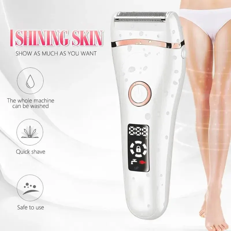 Electric Razor Painless Lady Shaver For Women Razor Shaver Hair Removal Trimmer For Legs Underarm Waterproof LCD USB Charging