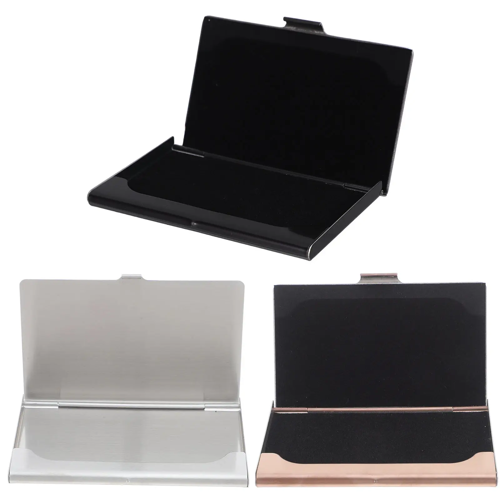 3Pcs 프리미엄 스테인레스 스틸 명함 홀더 세련된 미니멀리스트 금속 카드 케이스 사무실 책상 여행용 컴팩트 ID 지갑