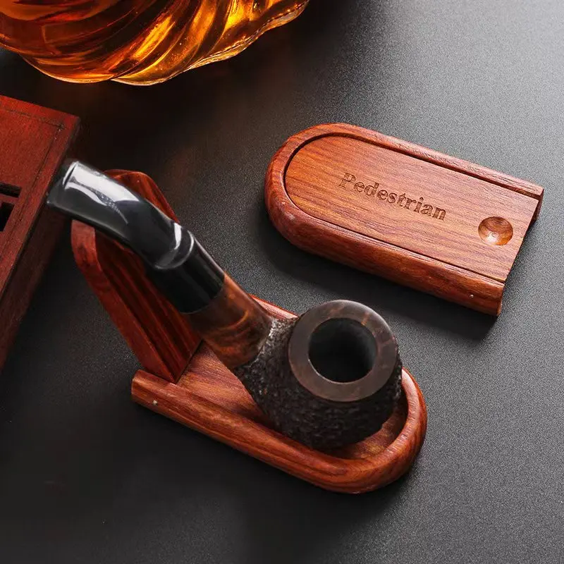 

Red sandalwood solid wood pipe rack one antique decoration single pipe rack pipe seat accessories creative holder cigarette set