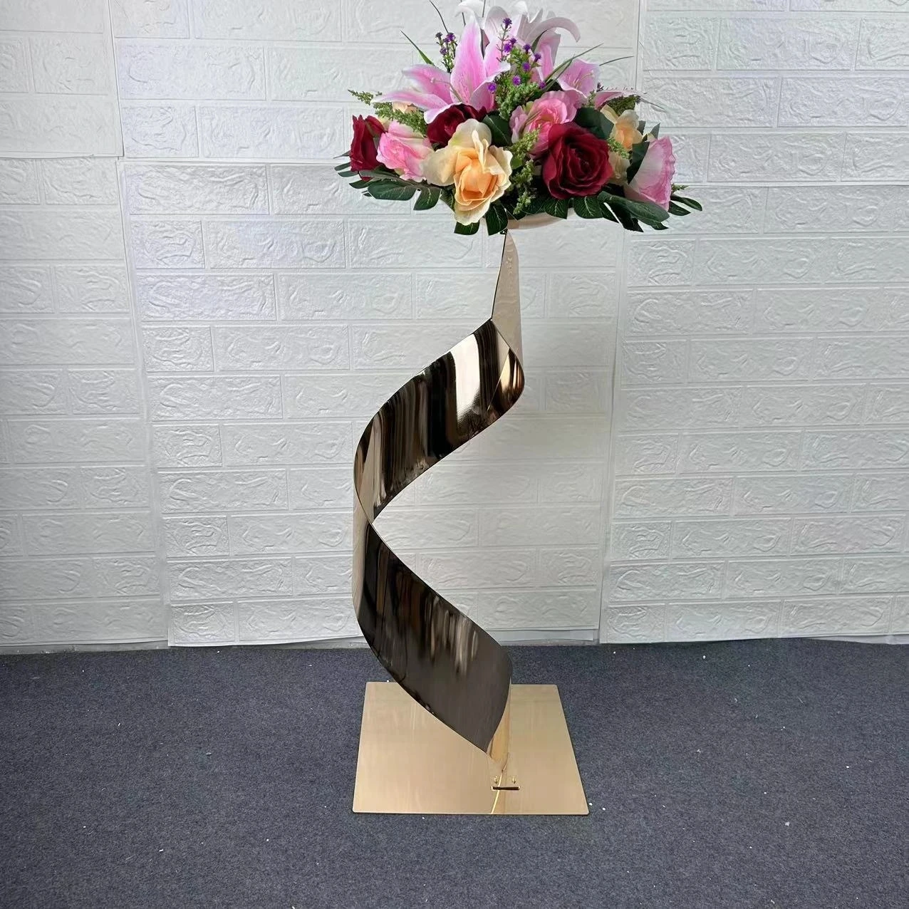 5 PCS Gold Flower Road Lead Metal Wedding Table Centerpieces Event Party Home Hotel Decoration