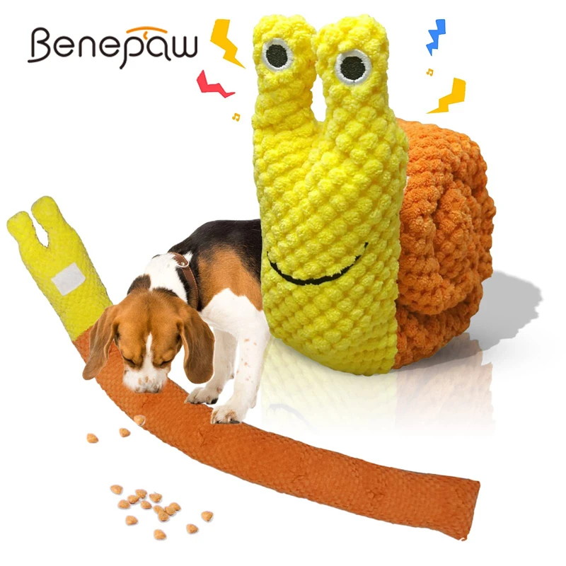 Benepaw Food Dispensing Dog Toy Durable Enrichment Squeaky Snail Snuffle Treat Pet Toys For Small Medium Dogs Training Puzzle