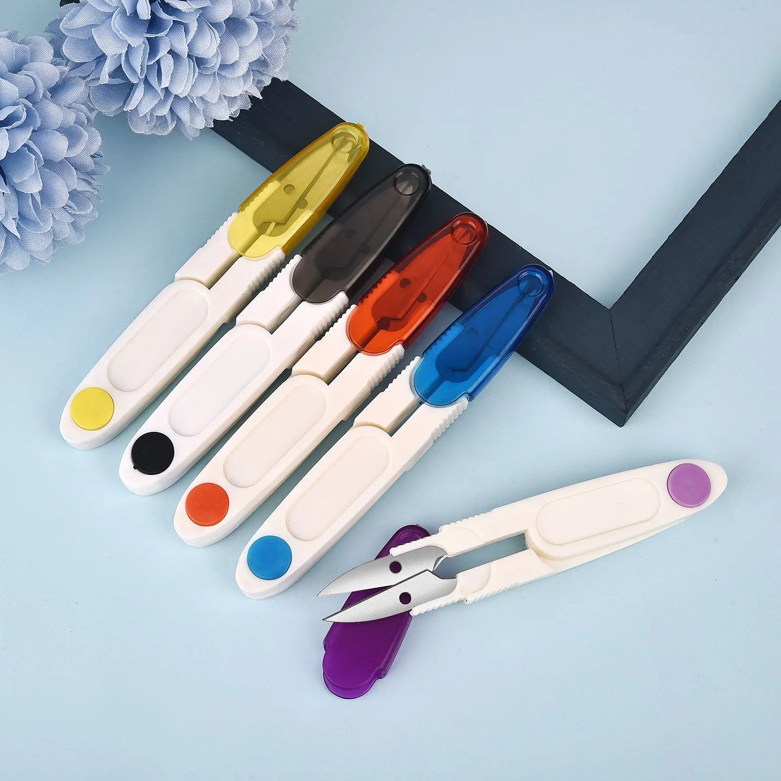 Sewing Scissors Craft Scissors U Shape With Plastic Cover Safety Multipurpose Thread Yarn Cutting