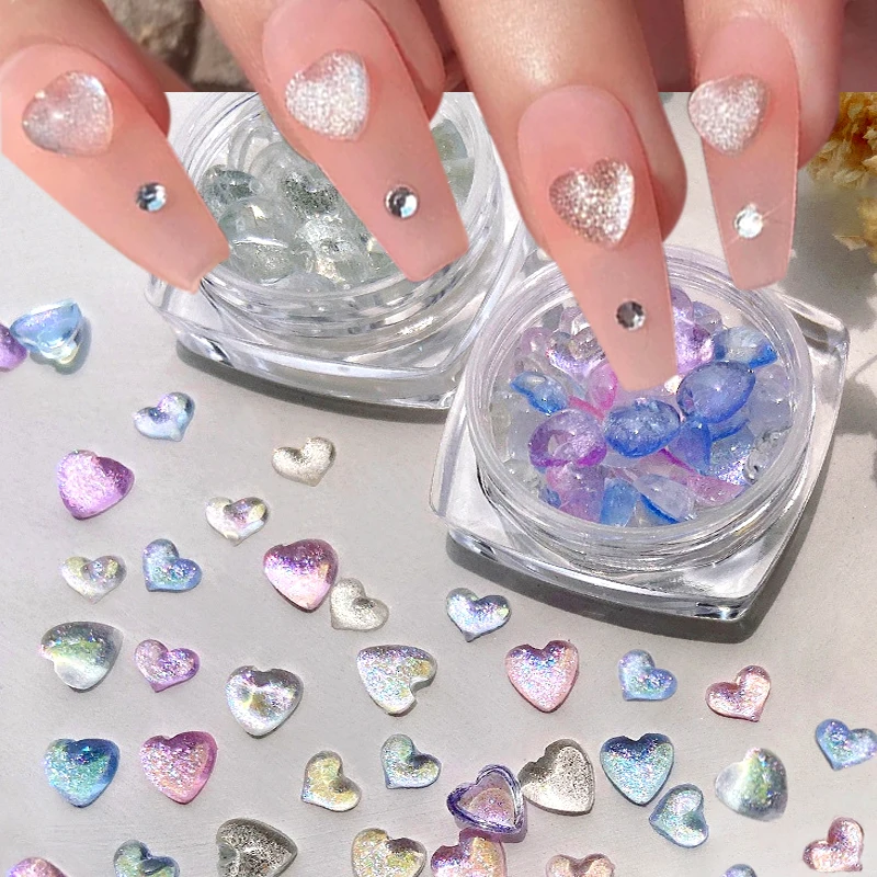 Aurora Heart Rhinestone Nail Gems Nail Charms Love Heart Clear Crystal  Rhinestones for Nails Accessories Nail Art Decorations - AliExpress